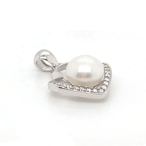 Refined Women Custom Pearl Decor Silver Cage Cz Pendant Cloud Designs