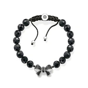 Braided black color silver knot facets mexican beaded bracelets