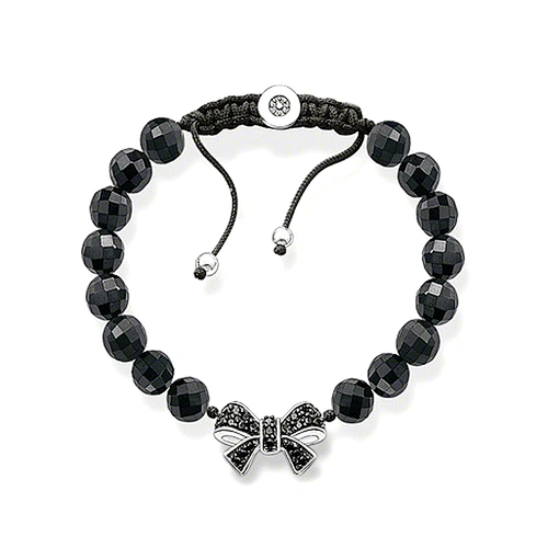 Braided black color silver knot facets mexican beaded bracelets
