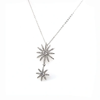 Fashion Star Sun Shape Silver Chain Cz Love And Peace Necklace Couple