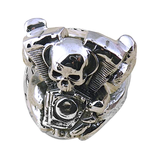Fresh america punk stainless steel mens skull head rings