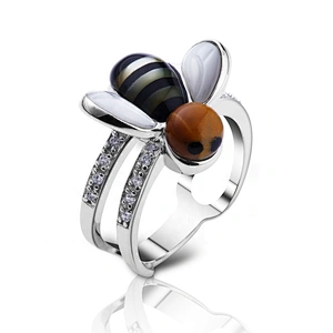 Bee Ring 925 Sterling Silver, Sea Abalone Shell 925 Cute Bee Ring