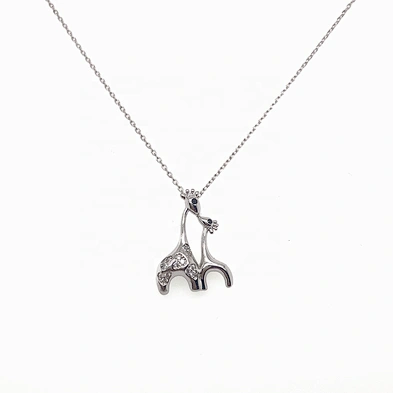 Fashion Beauty Costume Decorative Family Love Silver Giraffe Mom Necklace