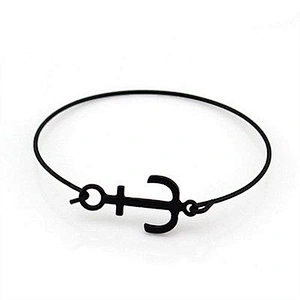 Black color simple design anchor bracelet for men