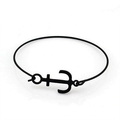 Black color simple design anchor bracelet for men