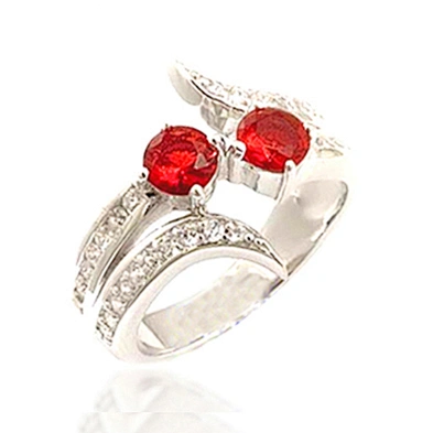 AAA cubic red stone silver jewelry tanzanite white gold ring