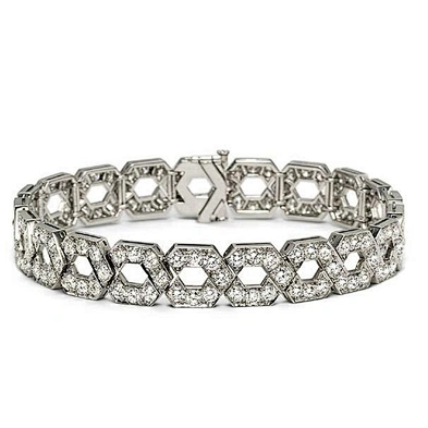 Charming cz sterling silver strand silver bracelet