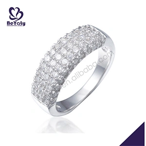 Wholesale wide size women clear cubic zircon paved ring