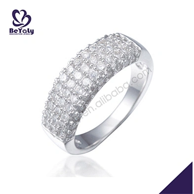 Wholesale wide size women clear cubic zircon paved ring