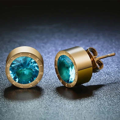 Color changeable stone gold plated stainless steel earrings bijoux women 925