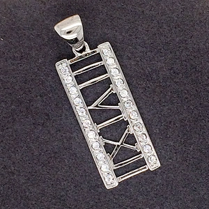 925 Sterling Silver Jewel 360 III VI XII Roman Numerals Jewelry Stone Pendant