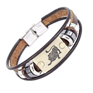 Alloy Branded Brown How To Shrink Multi Layer Couple Real Teen Silver Lion Head Leather Bracelet
