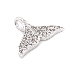Full pave setting gemstones 925 silver mermaid tail pendant