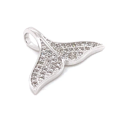 Full pave setting gemstones 925 silver mermaid tail pendant