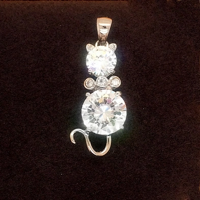 Good Costume Jewelry Silver Crystal Glass Prism Chandelier Cat Pendants