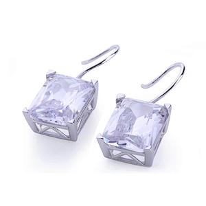 Brilliant women's big zircon industrial silver earring jewelry