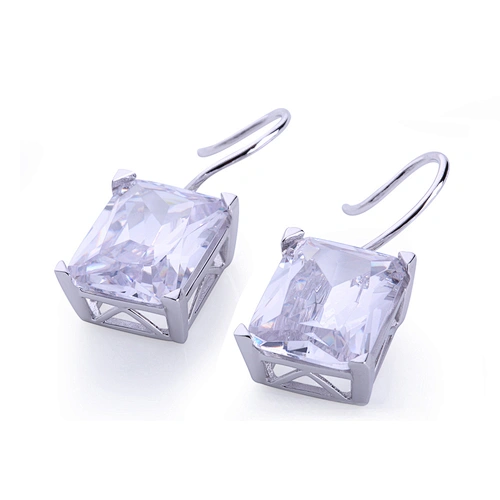 Brilliant women's big zircon industrial silver earring jewelry