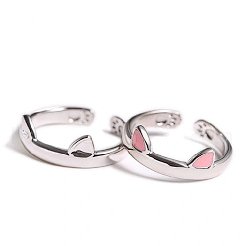 Simple open cat jewelry pussy ring set for women