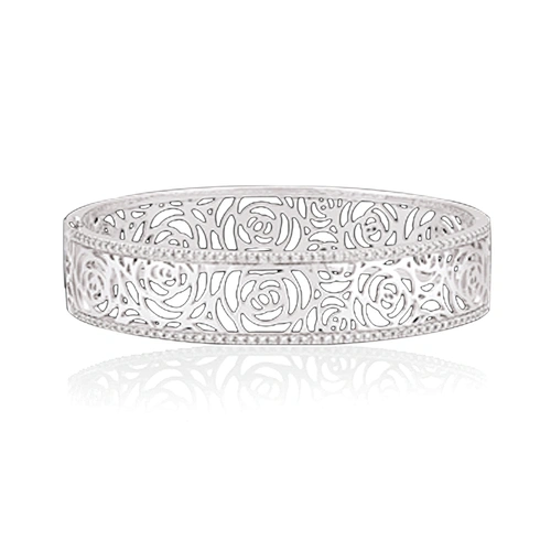 Rose flower platinum plating sterling silver bracelet bangle anklet