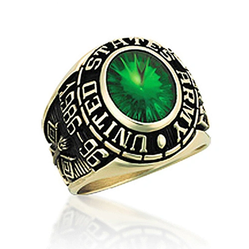 Green enamel United State replica military band ring