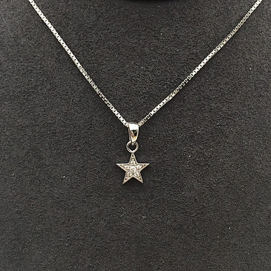 Classic Style Small Stone Star Shaped Charm Pendant Box Chain Necklace