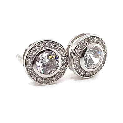White gold coin custom design logo stud earring for women