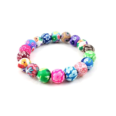 Cheap popular colorful polymer clay beads girls bracelet
