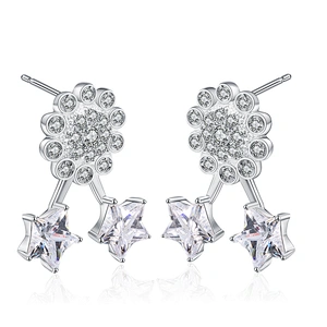 Pentagram star design cz flower tragus piercing jewelry earring