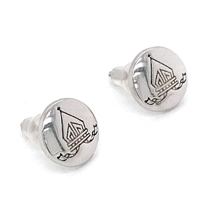 Custom design round joker engraved stud silver earrings men
