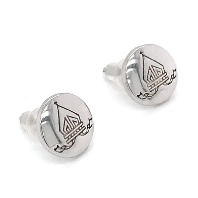 Custom design round joker engraved stud silver earrings men