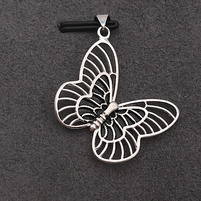 White Gold Crystal Beads Necklace Pendant, Diamond Butterfly Necklace In 925 Sterling Silver, Cz Charm Butterfly Pendant