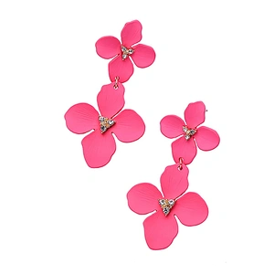 925 silver needle pink girl instagram artistic flower diamond studs female earrings