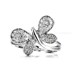 Luxurious butterfly with blue zircon pure platinum rings