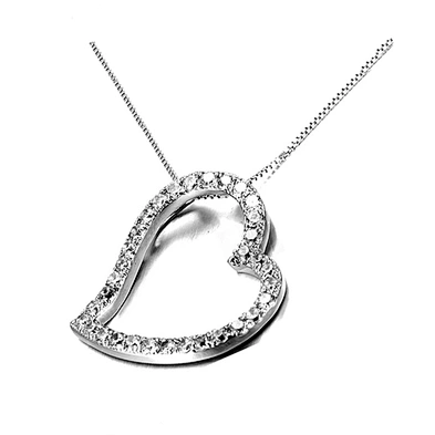 Couple Love Jewelry Necklace Silver Stone Heart Shaped Pendant Charm