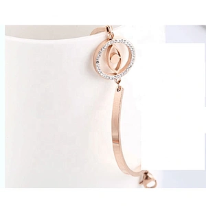 Rose gold 18k plated stainless steel adjustable lucky evil eyes bracelet