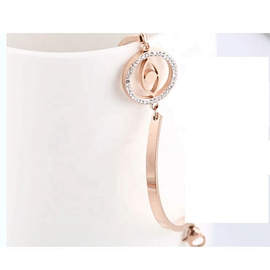 Rose gold 18k plated stainless steel adjustable lucky evil eyes bracelet