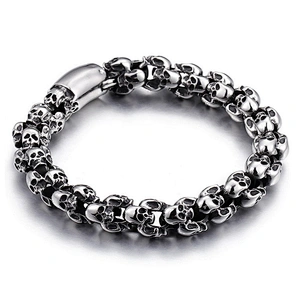 Leisure style black skull design men chain bracelets