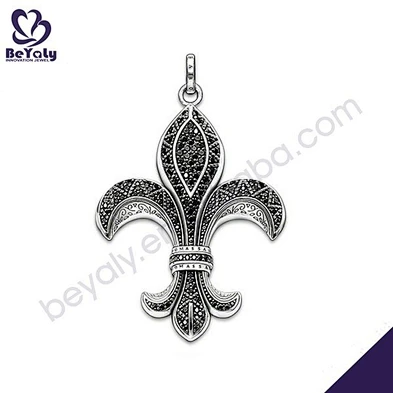 Black cz stone fleur de lis ladies accessories jewelry sets