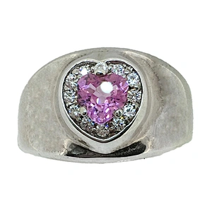 Anniversary pink heart stone 8k diamond engagement ring