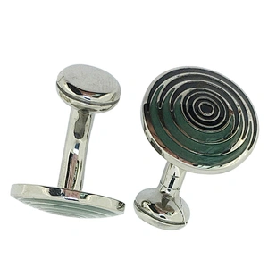 Boutique blue circles round brand name cufflinks