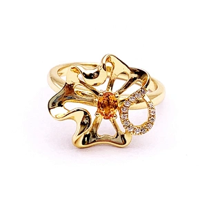 Innovate orange crystal cz stone set 925 sterling silver rings