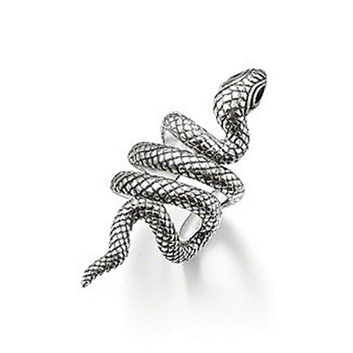 Shiny polished snake shaped silver jewelry ear cuff