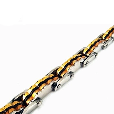 Boutique stainless steel black enamel 14k solid gold jewelry