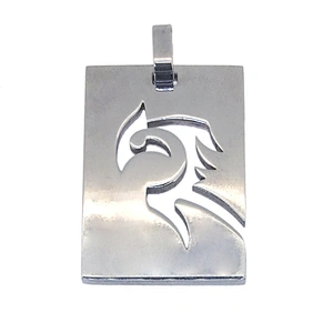 Hollow engraved rectangle customize logo necklace