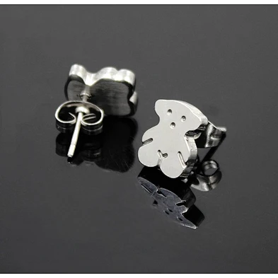 Korean fashion 750 gold boy earring crave bear earing jewelry