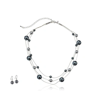 Flower With Multi Chain Design Silver Diy Pearl Necklace