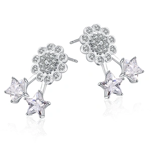 Pentagram star design cz flower tragus piercing jewelry earring