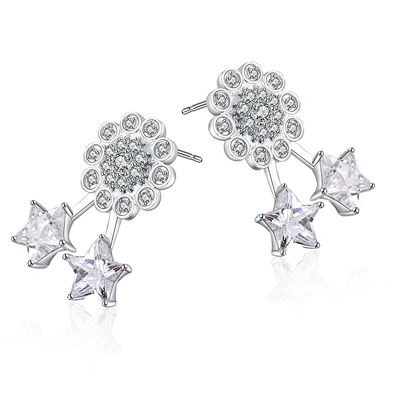 Pentagram star design cz flower tragus piercing jewelry earring