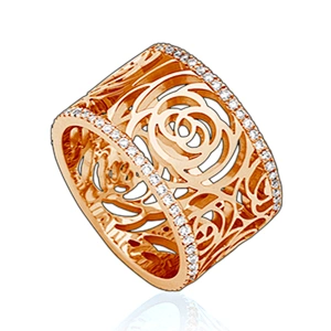Rose gold plated engagement quartz rose flower shaped ring jewellery