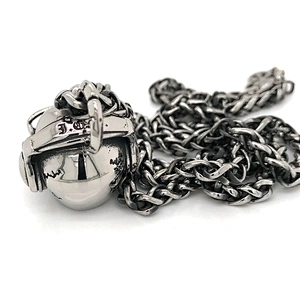 Custom Jewelry Rock Gothic Skull Pendant Necklace Stainless Steel